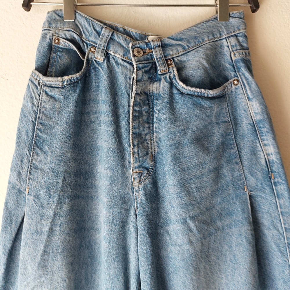 Free People High-Waist Wide Leg Jeans in Blue - Picture 8 of 13